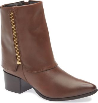Chocolat Blu Leeza Block Heel Bootie in Brown Leather at Nordstrom, Size 6.5-7Us