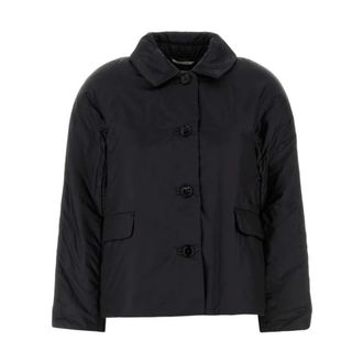 Max Mara Winter Jackets, female, Black, Size: XS Black Padded Jacket with Pointed Collar