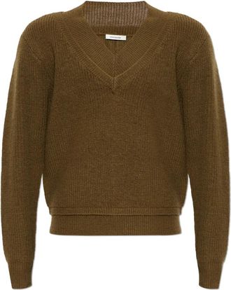 Entire studios Wol V-hals Trui - Heren - V-hals truien - Bruin - M/L - Wol - Truien & Vesten