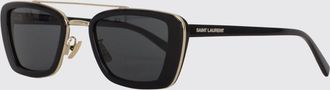 Saint Laurent Occhiali da sole cat-eye tartarugati con doppio ponte in metallo