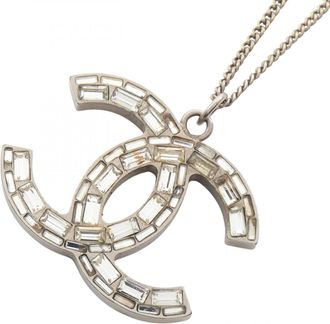 Chanel gold Clear gold Plating Rhinestone Necklace (Pre-Owned)