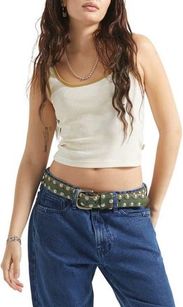 Brixton Ringer Organic Cotton Tank in Off White/Olive Stone at Nordstrom, Size X-Large