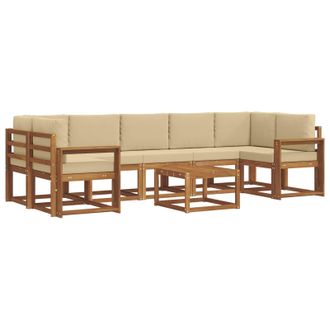 vidaXL Conjunto De Sof&aacute;s De Exterior Con Coj&iacute;n 8 Pcs Natural Y Beige Vidaxl