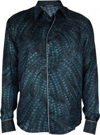 Roberto Cavalli Heren, Overhemden, Groen, Maat: M Zijde