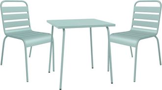 VENTE-UNIQUE.COM Conjunto de mesa y sillas para jard&iacute;n acero verde almendra