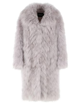 Simonetta Ravizza Yori Cloud Grey Cashmere Goat Fur Coat