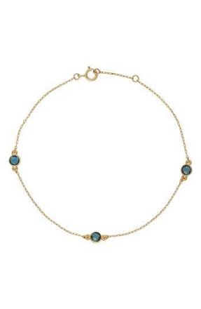 Bony Levy 14K Gold Station Bracelet in 14K Yellow Gold Blue Topaz at Nordstrom Rack, Size 7