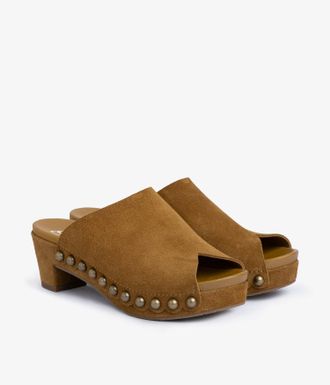 Pedro Garcia Clog in brown suede with metallics studs | Nain | Fall Winter 26 |
