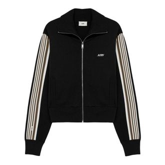 Autry Gebreid Viscose Volledige Rits Jas - Dames - Sweatshirts & Hoodies - Zwart - Maat: M Viscose