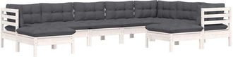 vidaXL Muebles De Jard&iacute;n 9 Pzas Y Cojines Blanco Madera Maciza De Pino Vidaxl