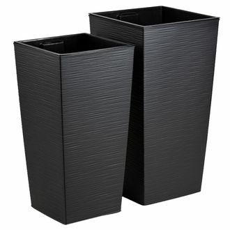 OEM Juego De 2 Macetas Altas Negras Porto Riflo