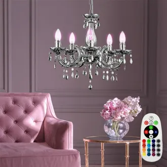 Globo Lighting Lampadario dimmerabile con telecomando Lampada a sospensione a led Lampada da tavolo da pranzo Lampada a sospensione Soggiorno, Cambia colore rgb, 5x