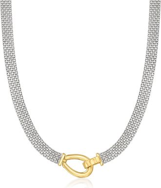 Ross-Simons Two-Tone Sterling Silver Bismark-Link Necklace