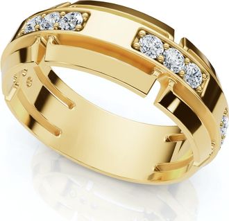 Pompeii3 Mens 1/2Ct 7mm Wide Interlocked Diamond Wedding Ring 14k Gold Lab Grown