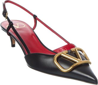 Valentino Vlogo Signature 40 Leather Slingback Pump