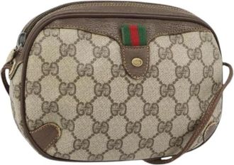 Gucci Pre-owned Vintage GG Canvas Schoudertas - Dames - Vintage Schoudertas - Beige - ONE Size - Leer - Vintage