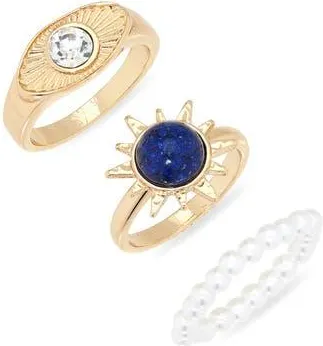 Leith Mixed Sun 3-Pack Rings in Blue Multi- Gold at Nordstrom Rack, Size Small/medium