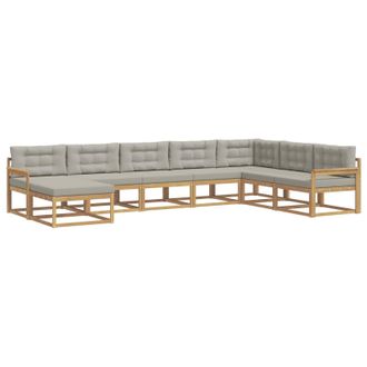 vidaXL Conjunto De Sof&aacute;s De Exterior 8 Pcs Blanco Y Gris Claro Vidaxl