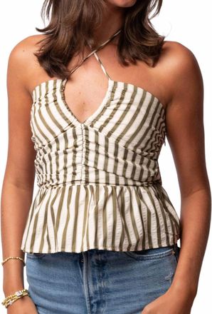 Bishop + Young Aeries Halter Top In Olive Stripe