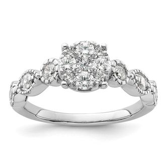 Diamond2Deal 14k White Gold Lab Grown Diamond Engagement Ring 0.8Ct Clarity- VS Color- G-H