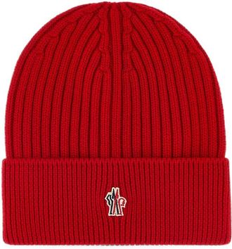 Moncler Red Grenoble Logo Beanie Cap