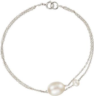 Lily & Roo Silver Layered Large and Small Pearl Bracelet