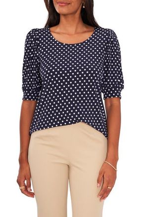 Chaus Puff Sleeve Knit Top in Navy/white at Nordstrom, Size X-Small