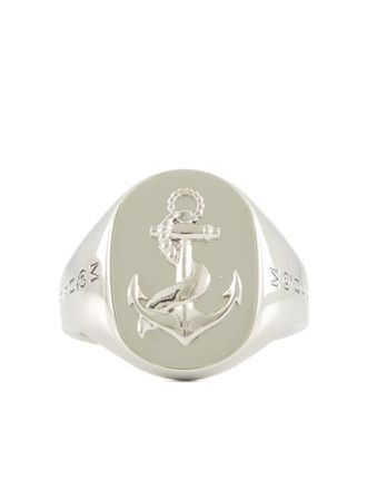 Alexander McQueen anchor signet ring - men - Brass - 17 - Silver