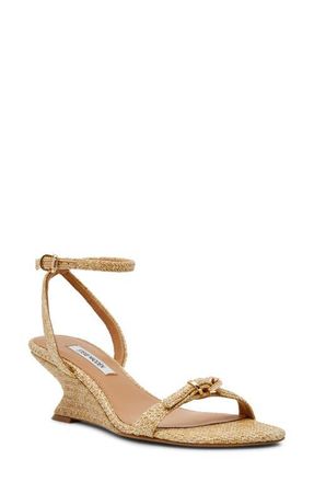 Steve Madden Zaloma Ankle Strap Wedge Sandal in Raffia at Nordstrom, Size 8.5