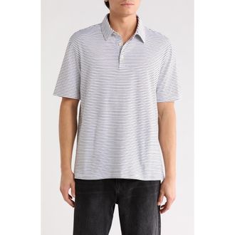 AG - Adriano Goldschmied Bryce Stripe Cotton Polo in True White/True Black at Nordstrom Rack, Size Xx-Large