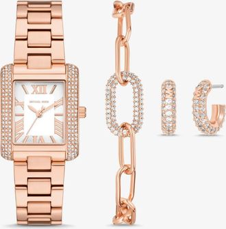 Michael Kors Petite Emery Rose Gold-Tone Watch and Jewelry Gift Set