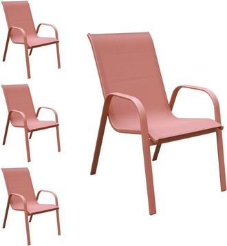 Happy Garden Lote de 4 sillas MARBELLA de textileno terracota - aluminio terracota