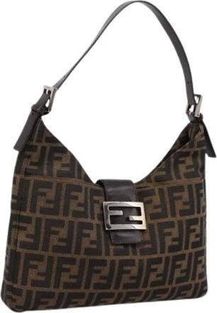 Fendi Pre-owned Vintage Zucca Canvas Shoulder Bag - Dames - Pre-owned - Bruin - Maat: ONE Size Leer