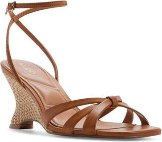 Aldo Ermanna Ankle Strap Wedge Sandal in Cognac at Nordstrom, Size 6.5