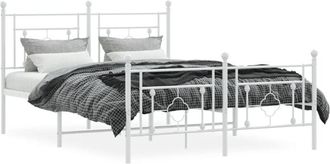 vidaXL Estructura cama sin colchón con estribo metal blanco 140x200 cm vidaXL