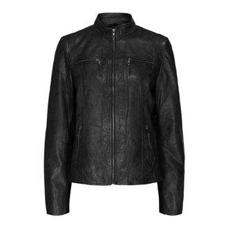 Notyz Klassiek Leren Bikerjack - Dames - Leren en Su&egrave;de Jassen - Zwart - 3XL - Leer - Jassen