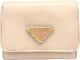 Prada Pre-owned Tri-fold Portemonnee - Dames - Vintage Accessoires - Beige - ONE Size - Leer - Vintage