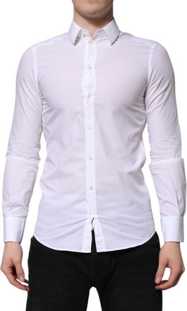 Dolce & Gabbana Mens White Cotton Martini Long Sleeve Dress Shirt