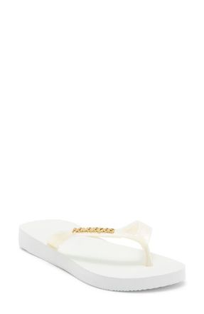 Havaianas Metallic Logo Flip Flop in White at Nordstrom, Size 11