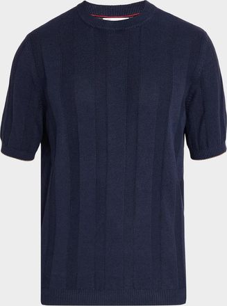 Brunello Cucinelli Men & apos;s Linen and Cotton Ribbed Short-Sleeve Sweater