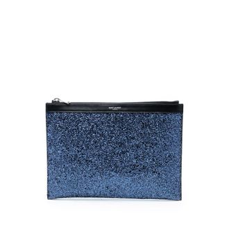 Saint Laurent Pre-owned Saint Laurent Glittered Leather Zipped Tablet Pouch Ladies OCBHIMSQKS52JOUF