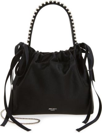 Jimmy Choo London Mini Drawstring Top Handle Bag in Black/black/silver at Nordstrom