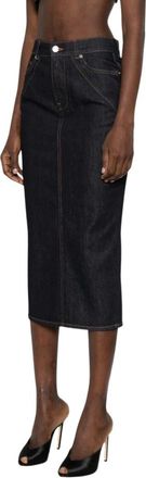 Givenchy Denim Skirts, female, Blue, Size: S Midi Kickback Skirt