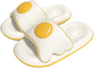 Generic Fried Egg Slippers, Original Egg Slippers For Men And WomenThick-Soled Home Bathroom Beach Sandals Non-Slip (White Yellow, Adult, Women, 3, Numeric Ra