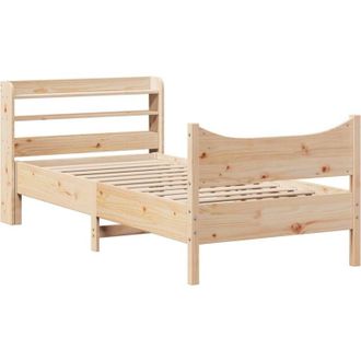 vidaXL Estructura De Cama Con Cabecero Madera Maciza De Pino 90x200 Cm Vidaxl