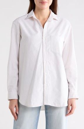Frank & Eileen Joedy Cotton Button-Up Shirt in Tan Stripe at Nordstrom Rack, Size Xx-Small