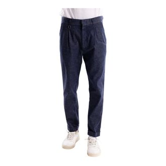 Paolo Pecora Cropped Trousers, male, Blue, Size: 2XL Cropped Trousers