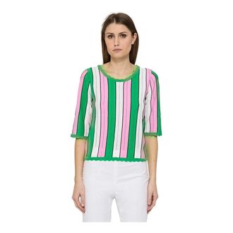 Moschino T-Shirts, female, Green, L, Striped Short Sleeve T-Shirt