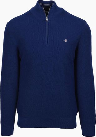 GANT Mens GANT MICRO TEXTURED HALF ZIP KNITWEAR RICH NAVY - Size: 42