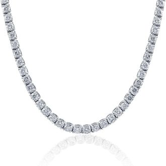 Pompeii3 33 Ct Round-Cut Diamond Tennis Necklace 14K White Gold 18